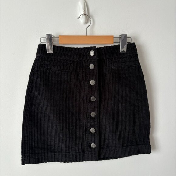 Aritzia Wilfred Free Karmen Skirt Button Front Corduroy Mini Skirt Black Size 0 - Picture 3 of 6